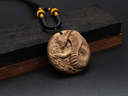 2025 Year of the Snake,King Cobra Wooden Pendant Necklace , Zodiac Gift,wood carving,animal jewlery gift,zodiac sign,carve wood,Zodiac Gift