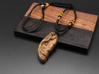 Angel Wings Pendant Necklace, wood carving, Black Walnut & Cherry Wood, Minimalist Design, Lightweight, and Symbolic of Grace and Serenity.