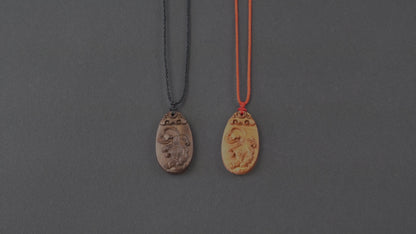 wood pendant,engraved necklace,zodiac necklace,year of tiger,pendant necklace,animal Necklace,exotic wood necklace