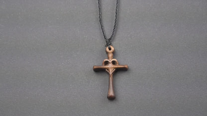 Cross Necklace,wood carving,cross with heart,Christian Necklace, Religious Jewelry Gift, Cross Pendant, wooden cross,wood carving