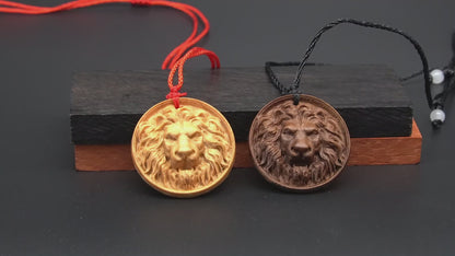 Lion head pendand,wood carving,Lion head relief,Lion head necklace,carve wooden pendant,carve pendant,carve wood